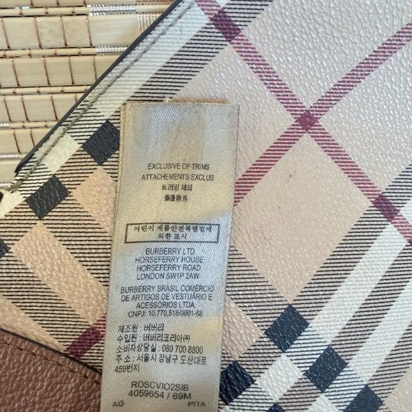 Burberry Haymarket Check Crossbody Bag – Brown Leather Trim – Chain Strap - Picture 8 of 8